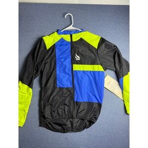 Vintage Serac Sportswear Cycle Shell Jacket Neon Blue Black Mens Medium 8364 USA